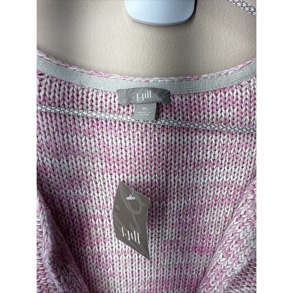 NWT J Jill Sweater Tunic Pink White Marled Knit Size XL 100% Cotton - Picture 6 of 9